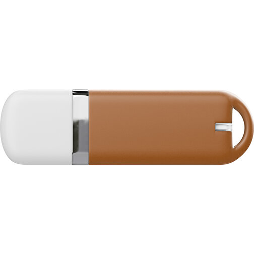 USB-Stick StylishDrive 2.0 , braun / weiß MB , 1 GB , Gummiplastik, Kunststoff MB , 6,20cm x 0,75cm x 2,00cm (Länge x Höhe x Breite), Bild 2