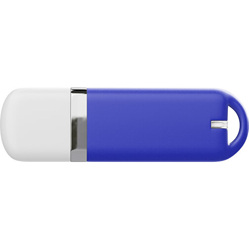 USB-Stick StylishDrive 2.0 , blau / weiß MB , 1 GB , Gummiplastik, Kunststoff MB , 6,20cm x 0,75cm x 2,00cm (Länge x Höhe x Breite), Bild 2