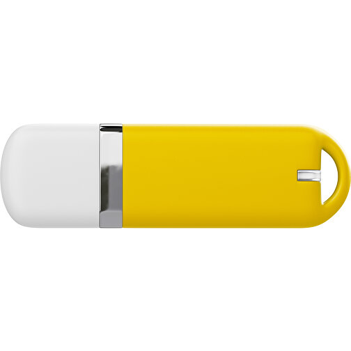 USB-Stick StylishDrive 2.0 , goldgelb / weiß MB , 1 GB , Gummiplastik, Kunststoff MB , 6,20cm x 0,75cm x 2,00cm (Länge x Höhe x Breite), Bild 2