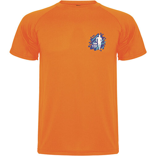 Montecarlo Sport T-Shirt Für Herren , fluor orange, Piqué Strick 100% Polyester, 150 g/m2, 2XL, , Bild 2