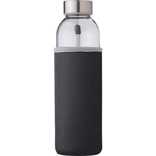 Glasflasche (500ml) Mit Einem Neoprenhülle Nika , schwarz, Glas, Neopren, Edelstahl 201, , Bild 1