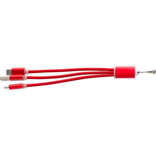 USB-Aufladekabel Aus Aluminium Alvin , rot, Allooi, Aluminium, Metall, 17,80cm x 0,60cm x 1,40cm (Länge x Höhe x Breite), Bild 1