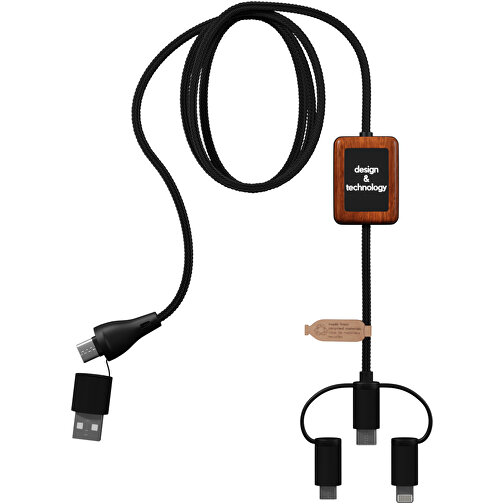 SCX.design C46 5-in-1 CarPlay-Kabel Mit Leuchtlogo , schwarz, Recycelter PET Kunststoff, Holz, 17,50cm x 5,50cm (Länge x Breite), Bild 5
