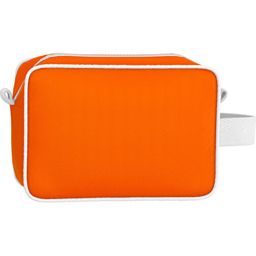 Kosmetiktasche Nova , orange / weiß, Sublimation-fabric 200g - Polyester (PU), 16,00cm x 8,00cm x 23,00cm (Länge x Höhe x Breite), Bild 2