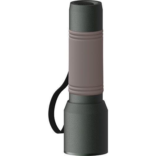 Taschenlampe REEVES-myFLASH 300 , dunkelgrau / braun, recyceltes Aluminium, Silikon, 13,00cm x 2,90cm x 3,60cm (Länge x Höhe x Breite), Bild 1