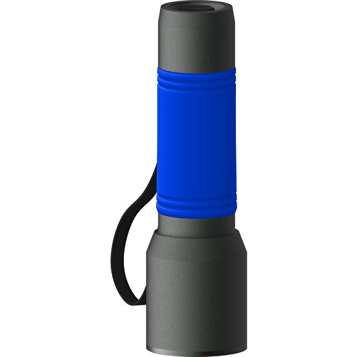 Taschenlampe REEVES-myFLASH 300 , dunkelgrau / blau, recyceltes Aluminium, Silikon, 13,00cm x 2,90cm x 3,60cm (Länge x Höhe x Breite), Bild 1