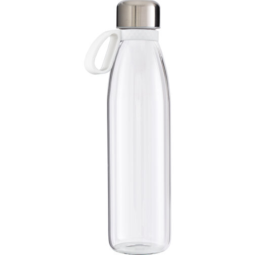 Trinkflasche RETUMBLER-TOULON GLASS , transparent / weiss, Glas, Silikon, recycelter Edelstahl, recyceltes Polypropylen, 26,00cm x 6,90cm x 6,90cm (Länge x Höhe x Breite), Bild 1