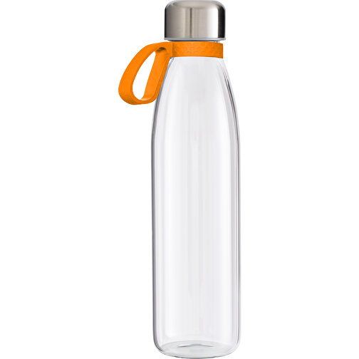 Trinkflasche RETUMBLER-TOULON GLASS , transparent / orange, Glas, Silikon, recycelter Edelstahl, recyceltes Polypropylen, 26,00cm x 6,90cm x 6,90cm (Länge x Höhe x Breite), Bild 1