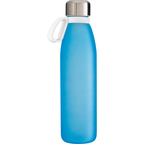 Trinkflasche RETUMBLER-TOULON GLASS , cyan / weiss, Glas, Silikon, recycelter Edelstahl, recyceltes Polypropylen, 26,00cm x 6,90cm x 6,90cm (Länge x Höhe x Breite), Bild 1