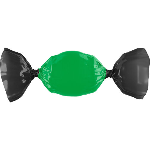 Bonbon Wickler Bontastisch , grün / schwarz, Wickler aus kompostierbarer Folie, 1,00cm x 2,00cm x 7,00cm (Länge x Höhe x Breite), Bild 1