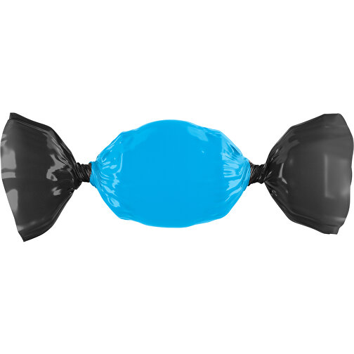 Bonbon Wickler Bontastisch , himmelblau / schwarz, Wickler aus kompostierbarer Folie, 1,00cm x 2,00cm x 7,00cm (Länge x Höhe x Breite), Bild 1