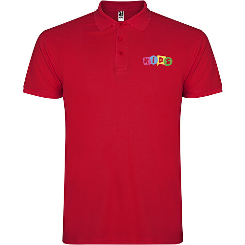 Star Poloshirt Für Kinder , rot, Piqué Strick 100% Baumwolle, 200 g/m2, 9/10, , Bild 2