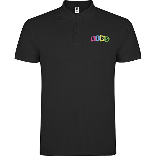 Star Poloshirt Für Kinder , schwarz, Piqué Strick 100% Baumwolle, 200 g/m2, 9/10, , Bild 2