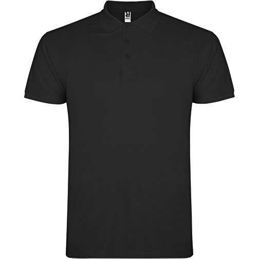 Star Poloshirt Für Kinder , schwarz, Piqué Strick 100% Baumwolle, 200 g/m2, 7/8, , Bild 1