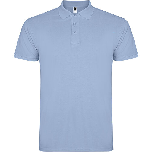 Star Poloshirt Für Kinder , himmelblau, Piqué Strick 100% Baumwolle, 200 g/m2, 7/8, , Bild 1