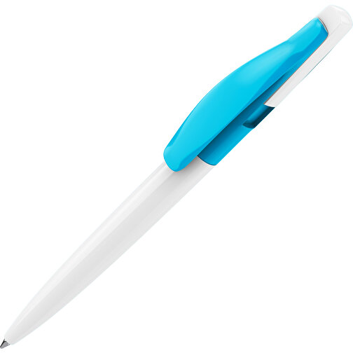 Prodir DS2 PPP Push Kugelschreiber , Prodir, weiß / cyanblau, Kunststoff, 14,80cm x 1,70cm (Länge x Breite), Bild 1