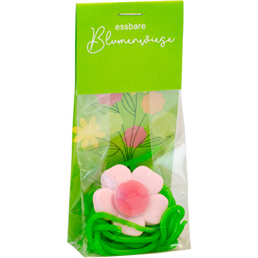 Naschbeutel Essbare Blumenwiese , Folientüte mit Kartonagenreiterr, 3,50cm x 12,50cm x 5,50cm (Länge x Höhe x Breite), Bild 1