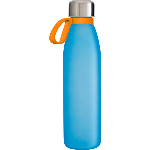 Trinkflasche RETUMBLER-TOULON GLASS , cyan / orange, Glas, Silikon, recycelter Edelstahl, recyceltes Polypropylen, 26,00cm x 6,90cm x 6,90cm (Länge x Höhe x Breite), Bild 1