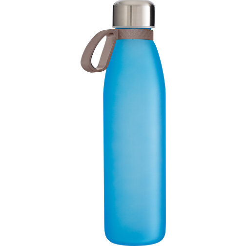 Trinkflasche RETUMBLER-TOULON GLASS , cyan / braun, Glas, Silikon, recycelter Edelstahl, recyceltes Polypropylen, 26,00cm x 6,90cm x 6,90cm (Länge x Höhe x Breite), Bild 1