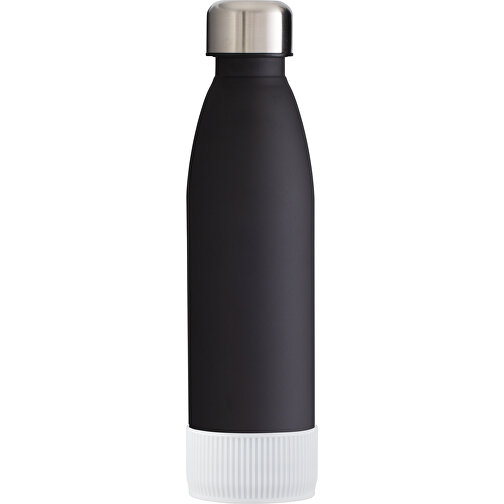 Trinkflasche RETUMBLER-TOULON GLASS , schwarz / weiß, Glas, Silikon, recycelter Edelstahl, recyceltes Polypropylen, 26,00cm x 6,90cm x 6,90cm (Länge x Höhe x Breite), Bild 1