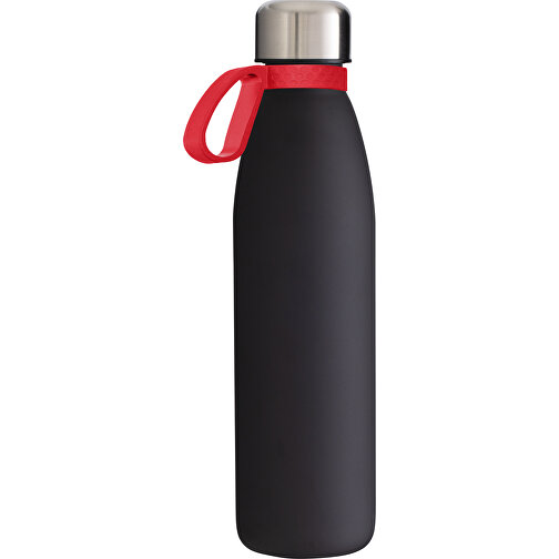 Trinkflasche RETUMBLER-TOULON GLASS , schwarz / rot, Glas, Silikon, recycelter Edelstahl, recyceltes Polypropylen, 26,00cm x 6,90cm x 6,90cm (Länge x Höhe x Breite), Bild 1