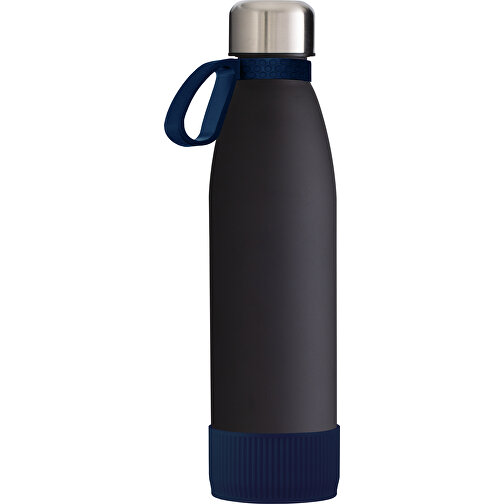 Trinkflasche RETUMBLER-TOULON GLASS , schwarz / dunkelblau, Glas, Silikon, recycelter Edelstahl, recyceltes Polypropylen, 26,00cm x 6,90cm x 6,90cm (Länge x Höhe x Breite), Bild 1