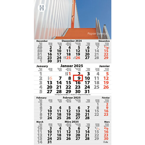 5-Monats DIN A3 Kalender 'Five' , weiss, Kopflasche: 290 g/m² Chromokarton, Kalenderblätter: 70 g/m² holzfrei weiss, chlorfrei gebleicht, 42,00cm x 29,60cm (Höhe x Breite), Bild 3