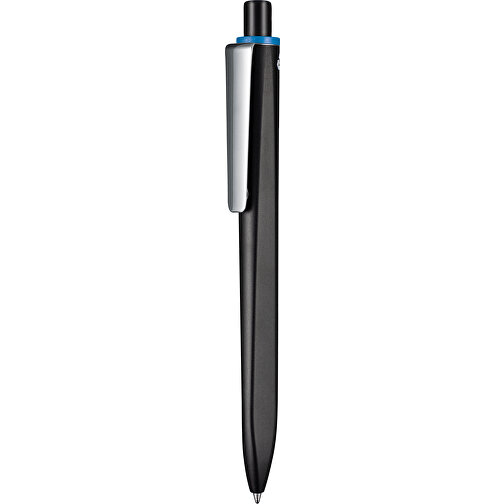 Kugelschreiber RIDGE SCHWARZ RECYCLED  M , Ritter-Pen, schwarz recycled/blau recycled, ABS u. Metall, 141,00cm (Länge), Bild 1