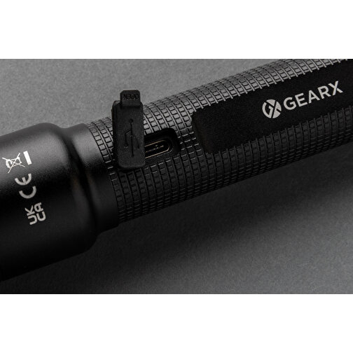 Grosse Gear X Taschenlampe Aus RCS Recycelt. Alu Mit USB-Akku , schwarz, Recycelte Aluminiumlegierung, 15,70cm (Höhe), Bild 8