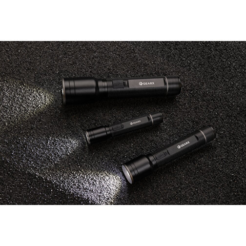 Gear X Taschenlampe Aus RCS Recycelt. Aluminium Mit USB-Akku , schwarz, Recycelte Aluminiumlegierung, 12,50cm (Höhe), Bild 9