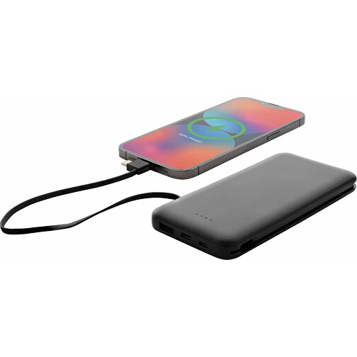 Lockhart 10.000mAh Powerbank Aus RCS Kunststoff , schwarz, ABS - recycelt, 14,50cm x 1,60cm (Länge x Höhe), Bild 3