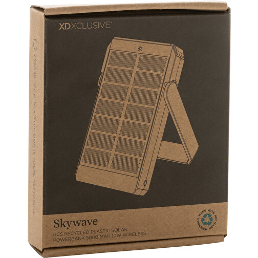 Skywave 5000mah Solar Powerbank, 10W Wireless Aus RPlastik , schwarz, ABS - recycelt, 12,10cm x 2,30cm (Länge x Höhe), Bild 15