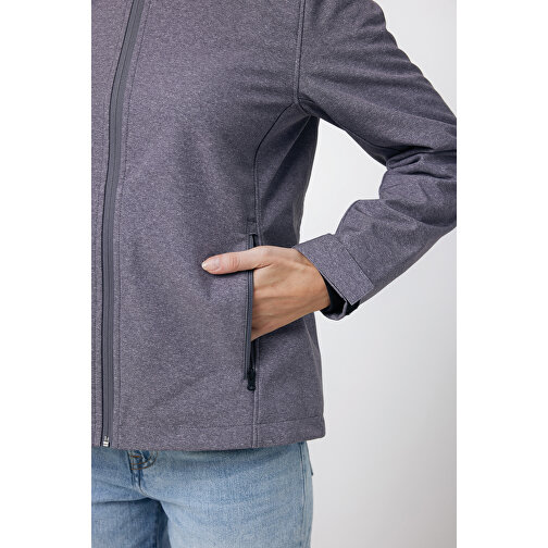 Iqoniq Makalu Damen Softshelljacke Aus Recyceltem Polyester , vulcano heather grey, 91% recyceltes Polyester, 7% recyceltes TPU, 2% Elastan, XL, 70,00cm x 3,00cm (Länge x Höhe), Bild 10