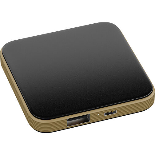 LED Wireless Charger Bent , schwarz / gold, Kunststoff, 80,00cm x 12,00cm x 80,00cm (Länge x Höhe x Breite), Bild 1