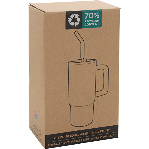 Vaso Embrace Deluxe de acero inoxidable reciclado RCS 900 ml, plateado, Imagen 8