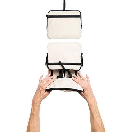 Dillon AWARE™ RPET Faltbarer Klassischer Rucksack, Off White , off white, PET - recycelt, 32,50cm x 44,00cm x 11,00cm (Länge x Höhe x Breite), Bild 6