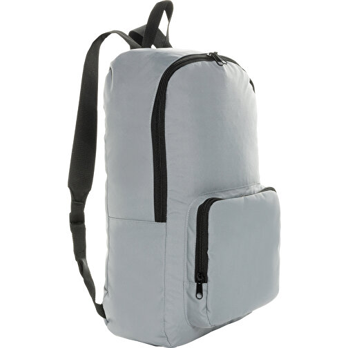 Dillon AWARE™ RPET Faltbarer Klassischer Rucksack, Grau , grau, PET - recycelt, 32,50cm x 44,00cm x 11,00cm (Länge x Höhe x Breite), Bild 1