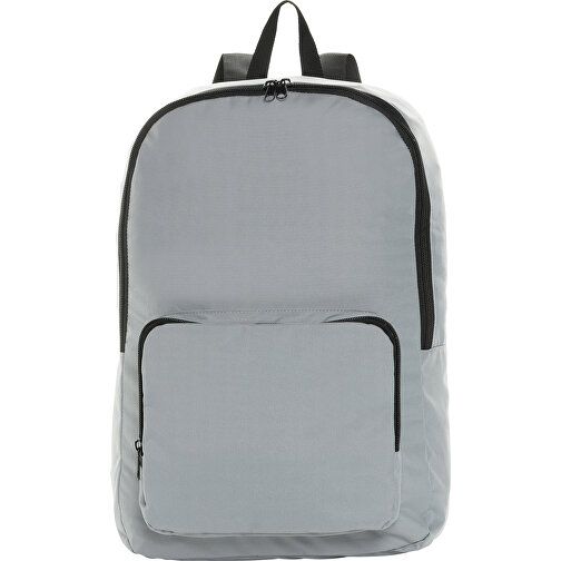 Dillon AWARE™ RPET Faltbarer Klassischer Rucksack, Grau , grau, PET - recycelt, 32,50cm x 44,00cm x 11,00cm (Länge x Höhe x Breite), Bild 2