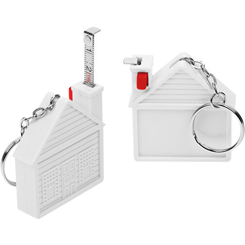 Maßband 'Haus' , weiß, ABS+MET, 4,80cm x 1,20cm x 5,20cm (Länge x Höhe x Breite), Bild 1