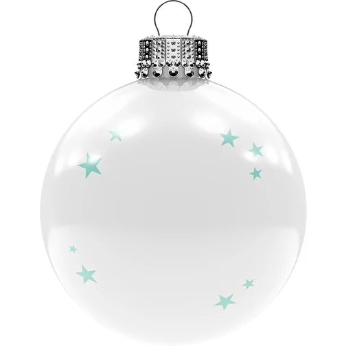 Boule de Noël moyenne 66 mm, couronne argentée, brillante, Image 1
