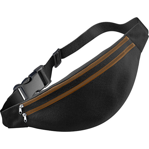 Stylische Gürteltasche Fanny , schwarz / nougatbraun, Sublimation-fabric 200g - Polyester (PU), 13,00cm x 33,00cm (Höhe x Breite), Bild 1