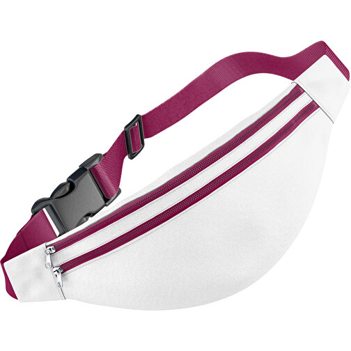 Stylische Gürteltasche Fanny , weiss / bugunderrot, Sublimation-fabric 200g - Polyester (PU), 13,00cm x 33,00cm (Höhe x Breite), Bild 1