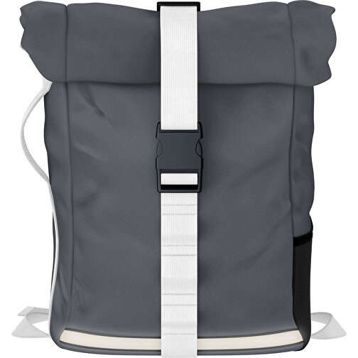 Rolltop Rucksack Comfort , asphaltgrau / weiss, Sublimation-fabric 200g - Polyester (PU), 29,50cm x 13,00cm x 33,00cm (Länge x Höhe x Breite), Bild 1