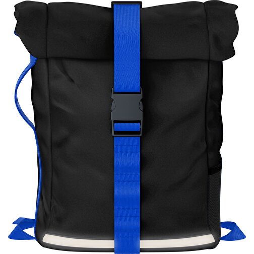 Rolltop Rucksack Comfort , schwarz / königsblau, Sublimation-fabric 200g - Polyester (PU), 29,50cm x 13,00cm x 33,00cm (Länge x Höhe x Breite), Bild 1