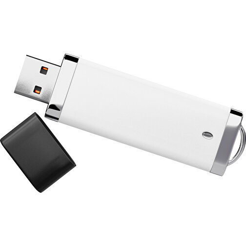 PromoPerfect USB-STICK 2.0 PLASTIK , weiß / schwarz MB , 8 GB , Gummiplastik, Kunststoff MB , 7,00cm x 0,70cm x 2,00cm (Länge x Höhe x Breite), Bild 1