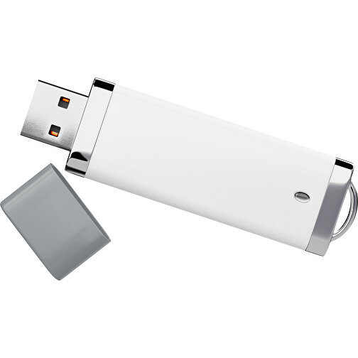 PromoPerfect USB-STICK 2.0 PLASTIK , weiß / silber MB , 8 GB , Gummiplastik, Kunststoff MB , 7,00cm x 0,70cm x 2,00cm (Länge x Höhe x Breite), Bild 1