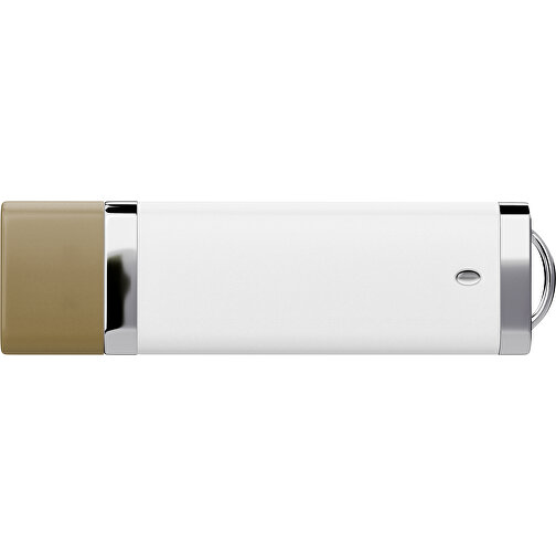 PromoPerfect USB-STICK 2.0 PLASTIK , weiß / gold MB , 8 GB , Gummiplastik, Kunststoff MB , 7,00cm x 0,70cm x 2,00cm (Länge x Höhe x Breite), Bild 2