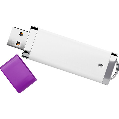 PromoPerfect USB-STICK 2.0 PLASTIK , weiß / dunkelmagenta MB , 8 GB , Gummiplastik, Kunststoff MB , 7,00cm x 0,70cm x 2,00cm (Länge x Höhe x Breite), Bild 1