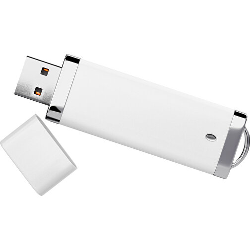 PromoPerfect USB-STICK 2.0 PLASTIK , weiß MB , 8 GB , Gummiplastik, Kunststoff MB , 7,00cm x 0,70cm x 2,00cm (Länge x Höhe x Breite), Bild 1