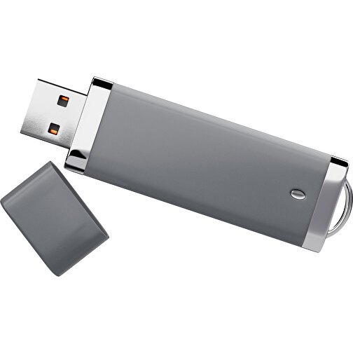 PromoPerfect USB-STICK 2.0 PLASTIK , dunkelgrau MB , 8 GB , Gummiplastik, Kunststoff MB , 7,00cm x 0,70cm x 2,00cm (Länge x Höhe x Breite), Bild 1